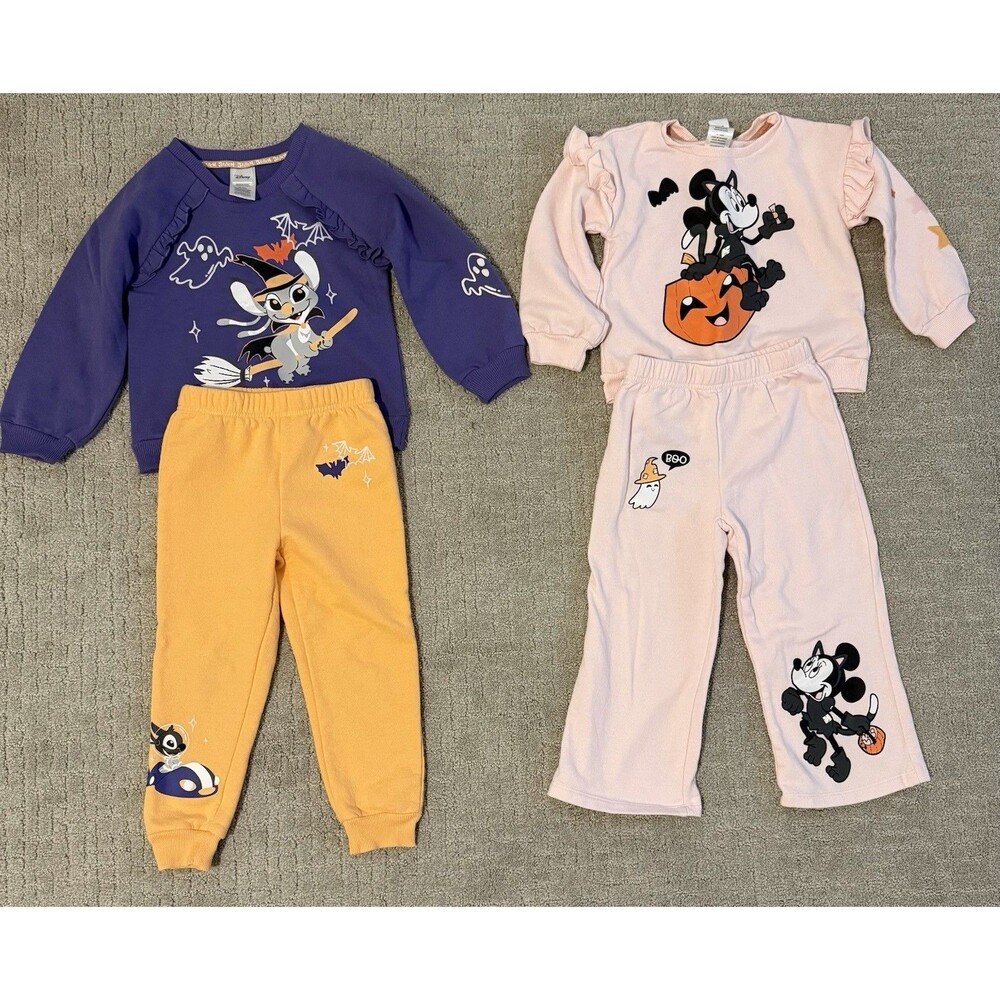 Disney Halloween Outfits Size 5 Stitch & Minnie Mouse 2 Pc Sets Girls Bundle